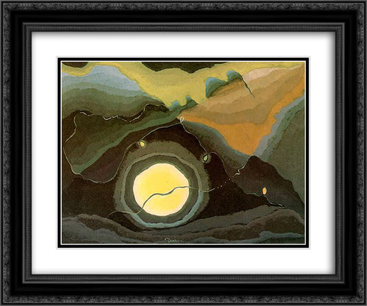 Me and the Moon 24x20 Black Ornate Wood Framed Art Print Poster with Double Matting by Dove, Arthur