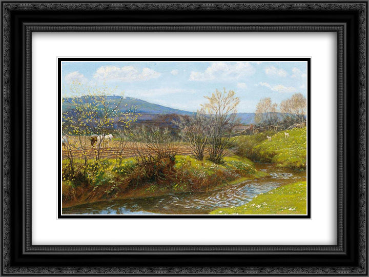 A Spring Afternoon 24x18 Black Ornate Wood Framed Art Print Poster with Double Matting by Hughes, Arthur