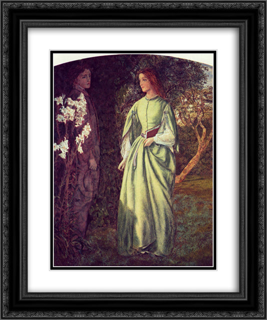 Aurora Leigh's Dismissal of Romney - (The Tryst) 20x24 Black Ornate Wood Framed Art Print Poster with Double Matting by Hughes, Arthur