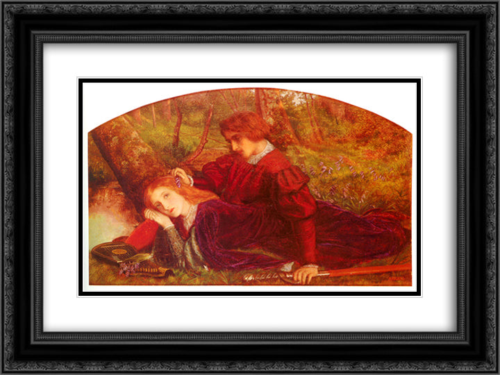 Enid and Geraint 24x18 Black Ornate Wood Framed Art Print Poster with Double Matting by Hughes, Arthur