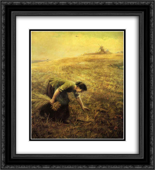 Gleaning 20x22 Black Ornate Wood Framed Art Print Poster with Double Matting by Hughes, Arthur