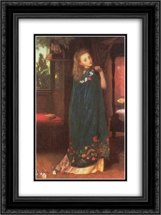 Good Night 18x24 Black Ornate Wood Framed Art Print Poster with Double Matting by Hughes, Arthur