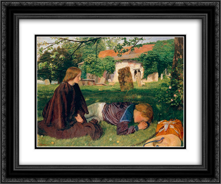 Home from the Sea 24x20 Black Ornate Wood Framed Art Print Poster with Double Matting by Hughes, Arthur