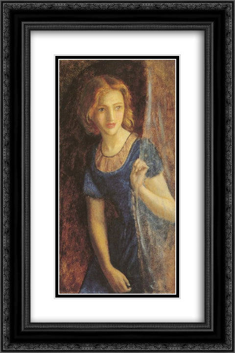 Mariana at the window 16x24 Black Ornate Wood Framed Art Print Poster with Double Matting by Hughes, Arthur