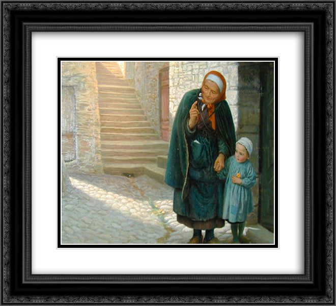 Old Neighbor Gone Bye 22x20 Black Ornate Wood Framed Art Print Poster with Double Matting by Hughes, Arthur