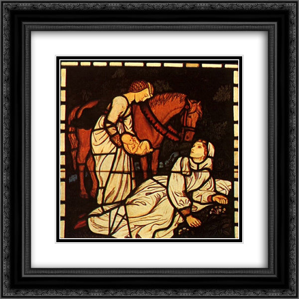 The Birth of Tristan, from 'The Story of Tristan and Isolde' 20x20 Black Ornate Wood Framed Art Print Poster with Double Matting by Hughes, Arthur