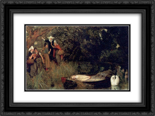 The Lady of Shalott 24x18 Black Ornate Wood Framed Art Print Poster with Double Matting by Hughes, Arthur