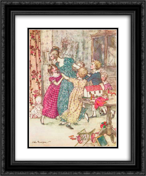 A flushed and boisterous group 20x24 Black Ornate Wood Framed Art Print Poster with Double Matting by Rackham, Arthur