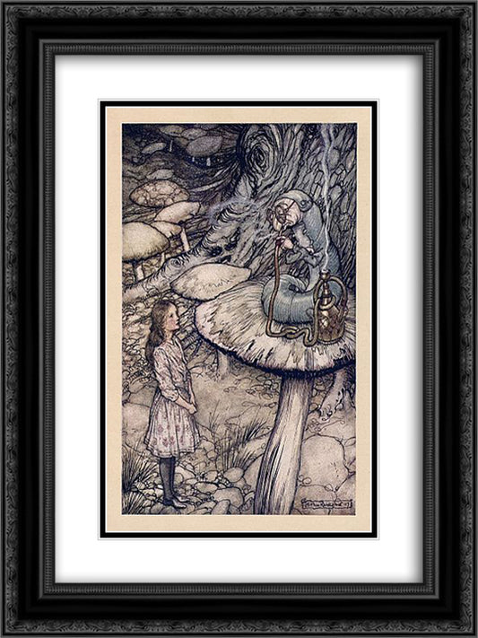 Advice from a Caterpillar 18x24 Black Ornate Wood Framed Art Print Poster with Double Matting by Rackham, Arthur