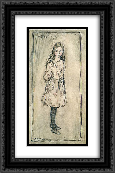 Alice 16x24 Black Ornate Wood Framed Art Print Poster with Double Matting by Rackham, Arthur