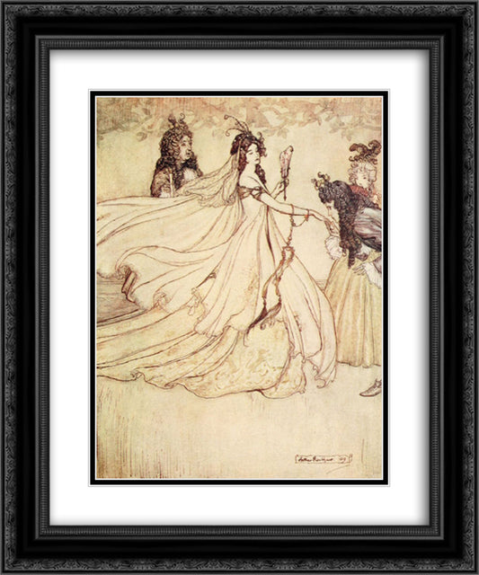 Ashenputtel goes to the ball 20x24 Black Ornate Wood Framed Art Print Poster with Double Matting by Rackham, Arthur