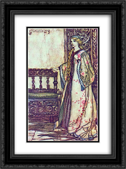 Cordelia 18x24 Black Ornate Wood Framed Art Print Poster with Double Matting by Rackham, Arthur