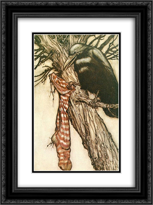 For years he had been quietly filling his stocking 18x24 Black Ornate Wood Framed Art Print Poster with Double Matting by Rackham, Arthur