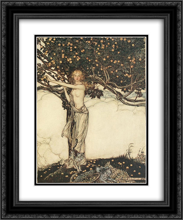 Freia, the fair one 20x24 Black Ornate Wood Framed Art Print Poster with Double Matting by Rackham, Arthur