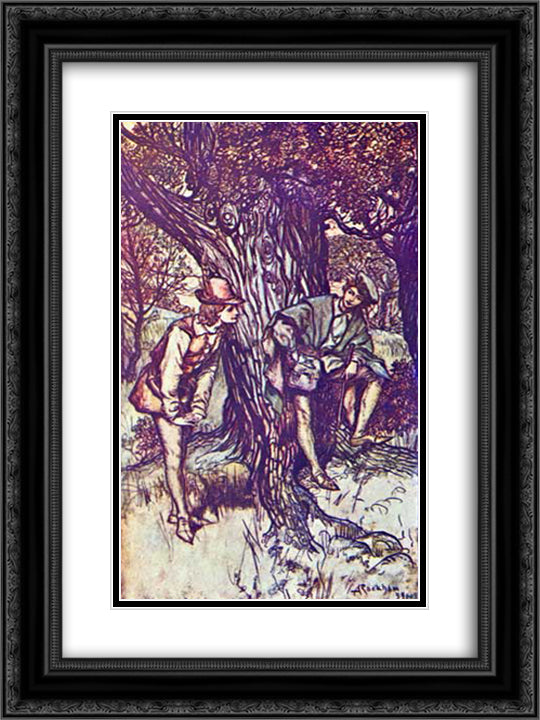 Ganymede assumed the Forward Manners often seen in Youths when they are between Boys and Men 18x24 Black Ornate Wood Framed Art Print Poster with Double Matting by Rackham, Arthur