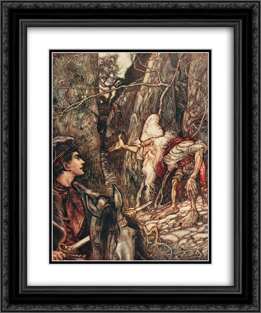 Good Dwarf, can you not tell me where my brothers are 20x24 Black Ornate Wood Framed Art Print Poster with Double Matting by Rackham, Arthur