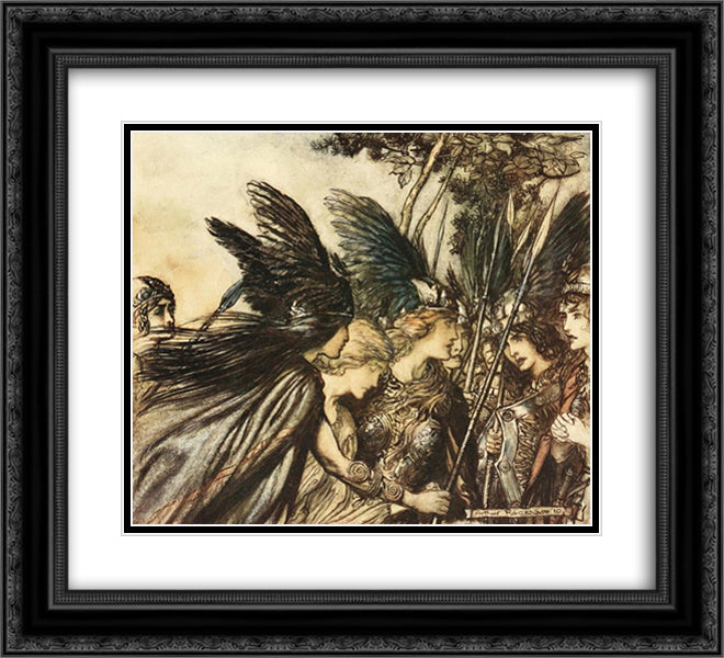 He nears, he nears, in fury! 22x20 Black Ornate Wood Framed Art Print Poster with Double Matting by Rackham, Arthur