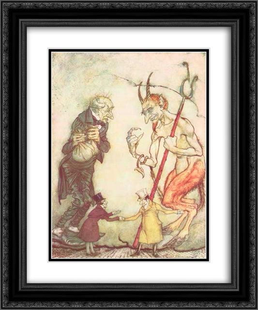 How are you - said one 20x24 Black Ornate Wood Framed Art Print Poster with Double Matting by Rackham, Arthur