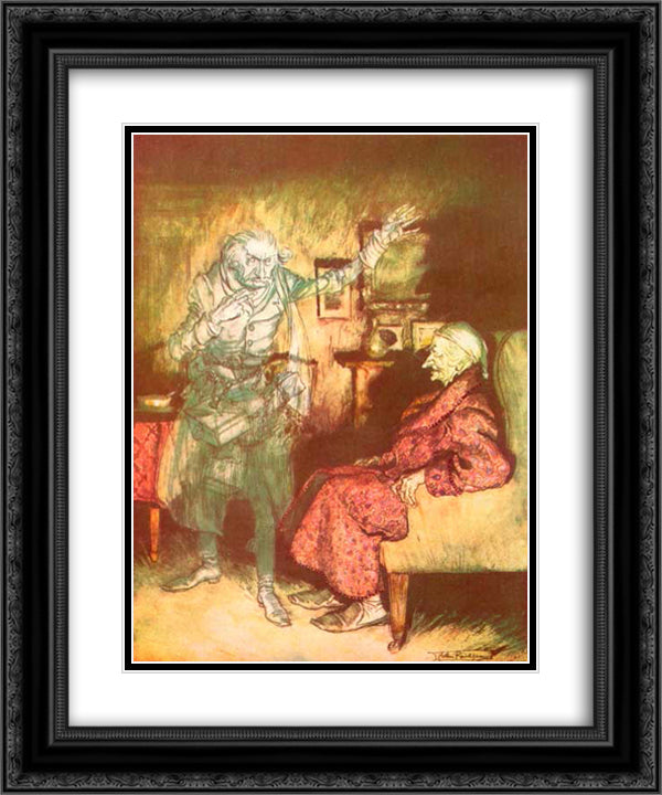 How now - said Scrooge, caustic and cold as ever 20x24 Black Ornate Wood Framed Art Print Poster with Double Matting by Rackham, Arthur