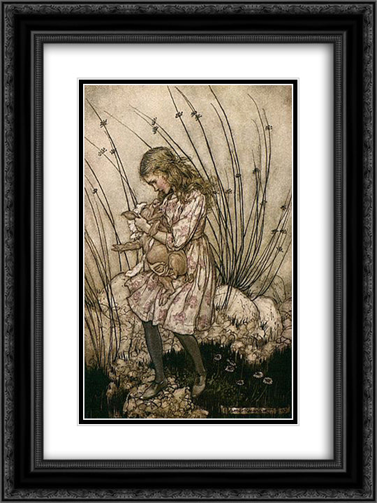 It grunted again so violently that she looked down into its face in some alarm 18x24 Black Ornate Wood Framed Art Print Poster with Double Matting by Rackham, Arthur