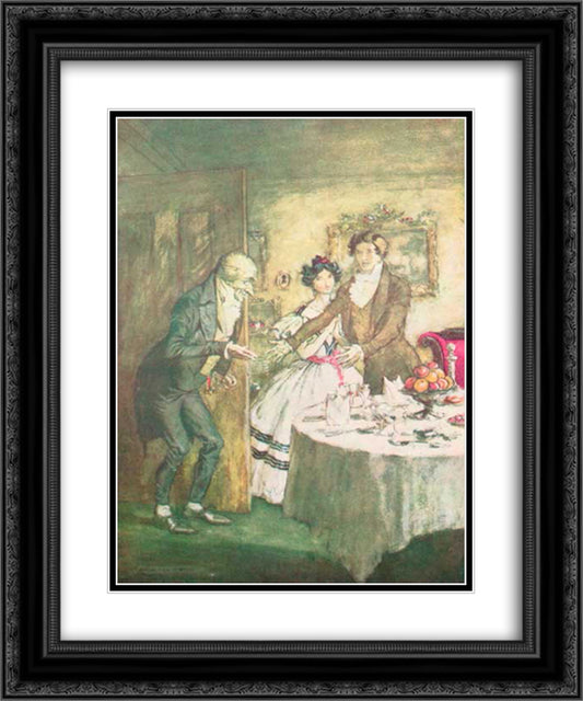 It's I, your uncle Scrooge. I have come to dinner. Will you let me in, Fred 20x24 Black Ornate Wood Framed Art Print Poster with Double Matting by Rackham, Arthur