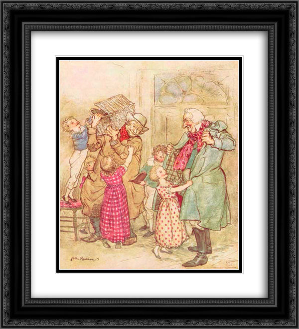 Laden with Christmas toys and presents 20x22 Black Ornate Wood Framed Art Print Poster with Double Matting by Rackham, Arthur