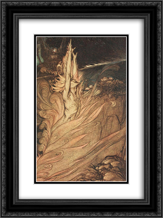 Loge! Loge! Appear! 18x24 Black Ornate Wood Framed Art Print Poster with Double Matting by Rackham, Arthur