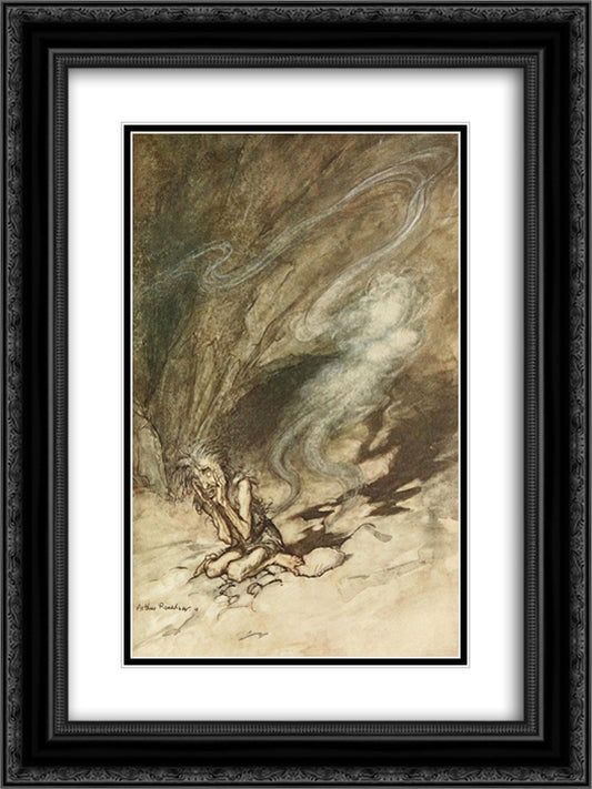 Mime writhes under the lashes he receives 18x24 Black Ornate Wood Framed Art Print Poster with Double Matting by Rackham, Arthur