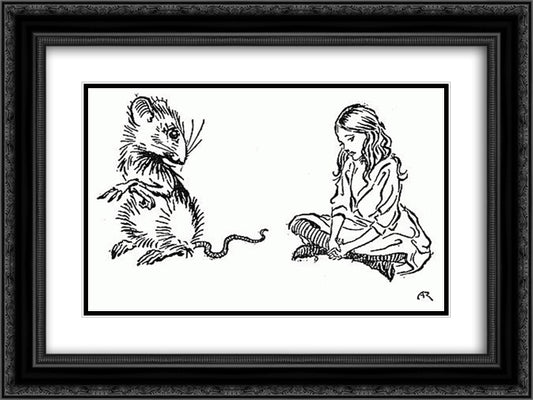 Mine is a long and sad tale!' said the Mouse, turning to Alice and sighing 24x18 Black Ornate Wood Framed Art Print Poster with Double Matting by Rackham, Arthur