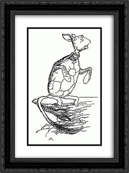 Mock Turtle 18x24 Black Ornate Wood Framed Art Print Poster with Double Matting by Rackham, Arthur