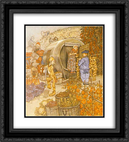 Mr. and Mrs. Vinegar at home 20x22 Black Ornate Wood Framed Art Print Poster with Double Matting by Rackham, Arthur