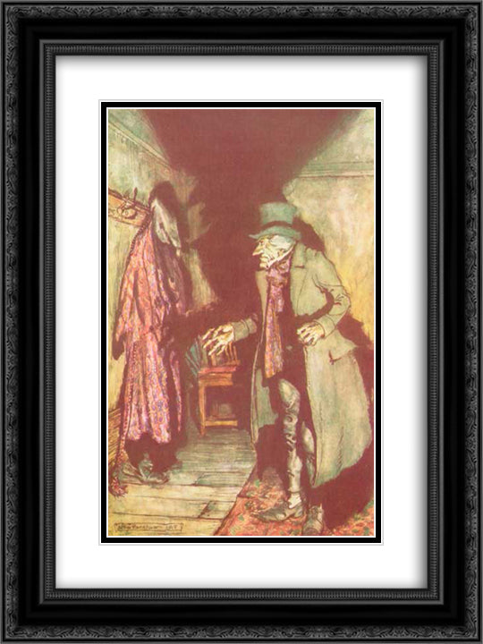 Nobody under the bed; nobody in the closet; nobody in his dressing-gown 18x24 Black Ornate Wood Framed Art Print Poster with Double Matting by Rackham, Arthur