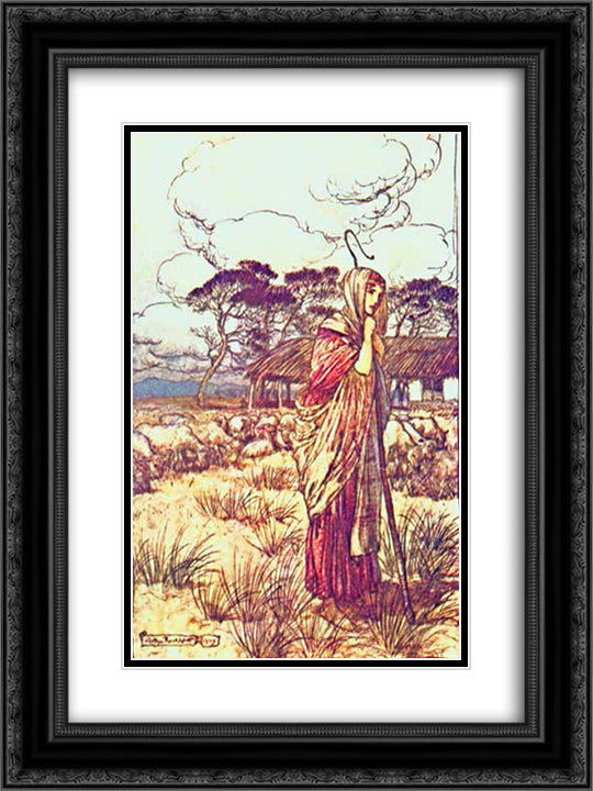 PERDITA 18x24 Black Ornate Wood Framed Art Print Poster with Double Matting by Rackham, Arthur