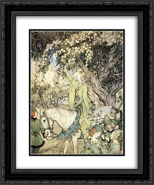 Queen Guinevere 20x24 Black Ornate Wood Framed Art Print Poster with Double Matting by Rackham, Arthur