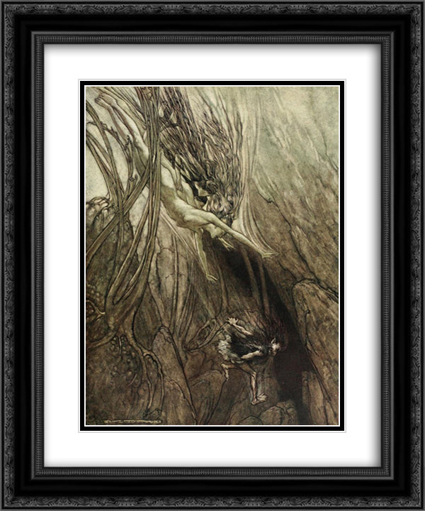 Seize the despoiler 20x24 Black Ornate Wood Framed Art Print Poster with Double Matting by Rackham, Arthur