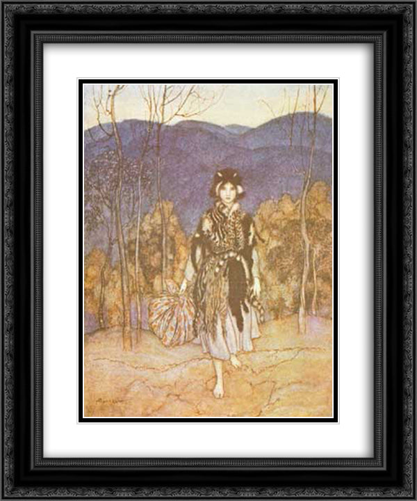 She went along, and went along, and went along 20x24 Black Ornate Wood Framed Art Print Poster with Double Matting by Rackham, Arthur