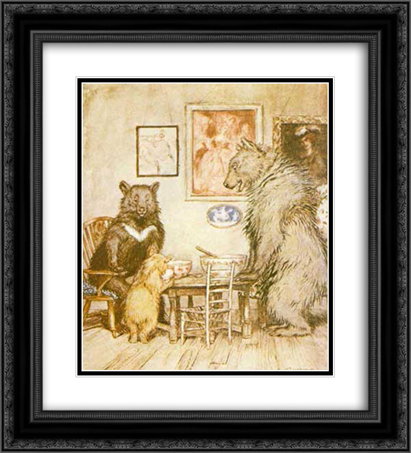 Somebody has been at my porridge, and has eaten it all up! 20x22 Black Ornate Wood Framed Art Print Poster with Double Matting by Rackham, Arthur