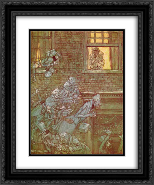 The air was filled with phantoms, wandering hither and thither in restless haste and moaning as they went 20x24 Black Ornate Wood Framed Art Print Poster with Double Matting by Rackham, Arthur