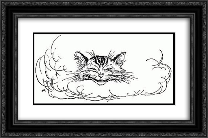 The Cat seemed to think that there was enough of it now in sight, and no more of it appeared 24x16 Black Ornate Wood Framed Art Print Poster with Double Matting by Rackham, Arthur