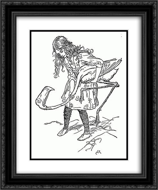 The chief difficulty Alice found at first was in managing her flamingo 20x24 Black Ornate Wood Framed Art Print Poster with Double Matting by Rackham, Arthur