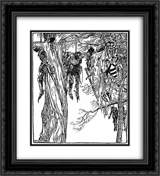 The victims of the Red Knight 20x22 Black Ornate Wood Framed Art Print Poster with Double Matting by Rackham, Arthur