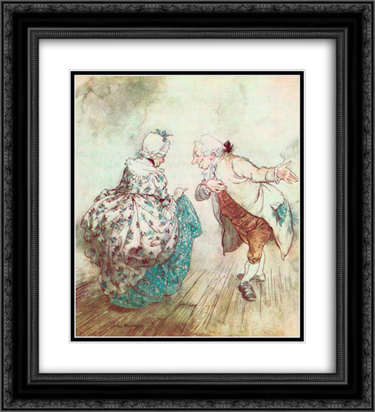 Then old Fezziwig stood out to dance with Mrs. Fezziwig 20x22 Black Ornate Wood Framed Art Print Poster with Double Matting by Rackham, Arthur