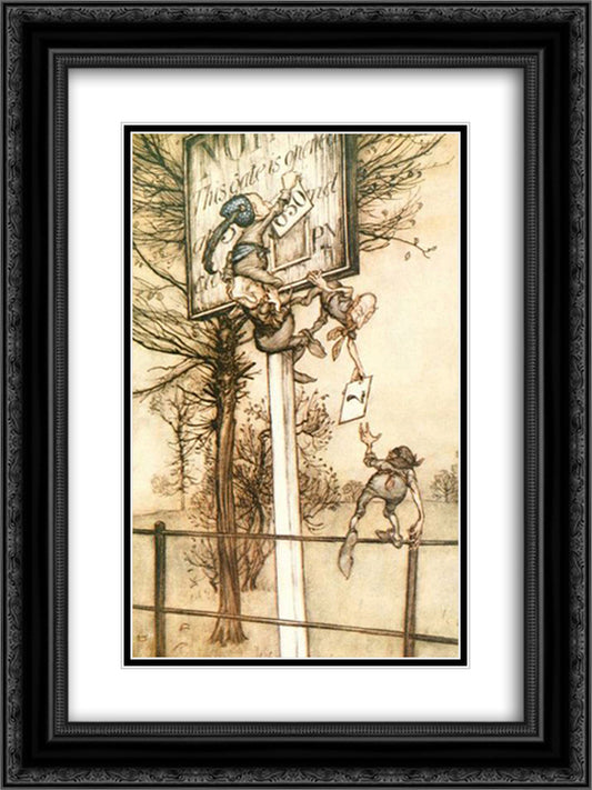 These tricky fairies sometimes change the board on a ball night 18x24 Black Ornate Wood Framed Art Print Poster with Double Matting by Rackham, Arthur