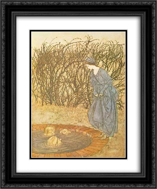 They thanked her and said good-bye, and she went on her journey 20x24 Black Ornate Wood Framed Art Print Poster with Double Matting by Rackham, Arthur