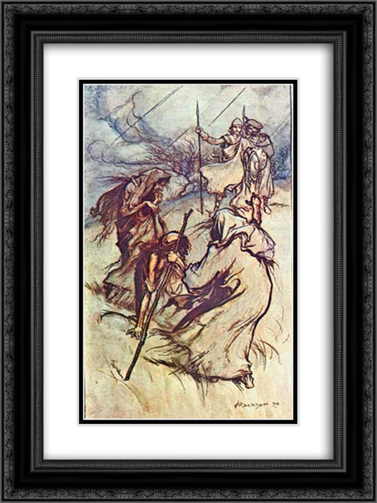 They were stopped by the Strange Appearance of Three Figures 18x24 Black Ornate Wood Framed Art Print Poster with Double Matting by Rackham, Arthur