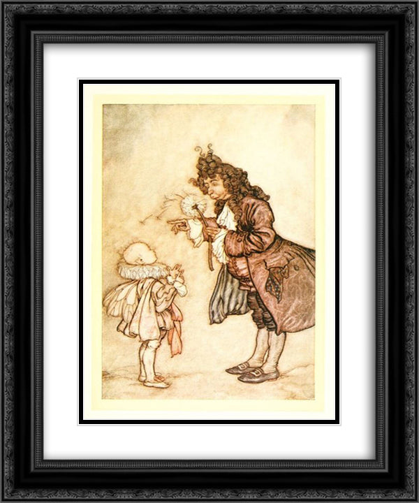 When her Majesty wants to know the time 20x24 Black Ornate Wood Framed Art Print Poster with Double Matting by Rackham, Arthur