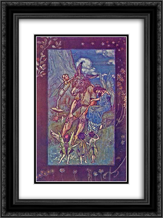 Where is Pease-Blossom 18x24 Black Ornate Wood Framed Art Print Poster with Double Matting by Rackham, Arthur