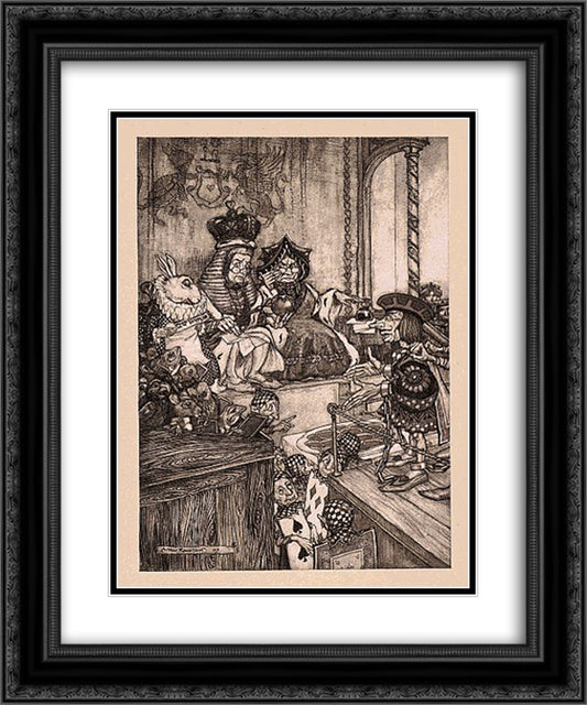 Who stole the tarts 20x24 Black Ornate Wood Framed Art Print Poster with Double Matting by Rackham, Arthur