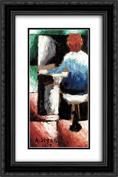 Femme au Piano 16x24 Black Ornate Wood Framed Art Print Poster with Double Matting by Segal, Arthur