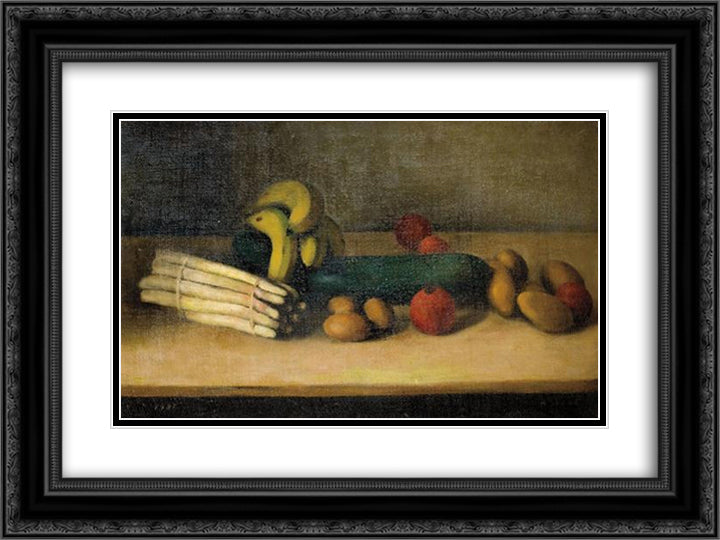 Still life with cucumber 24x18 Black Ornate Wood Framed Art Print Poster with Double Matting by Segal, Arthur